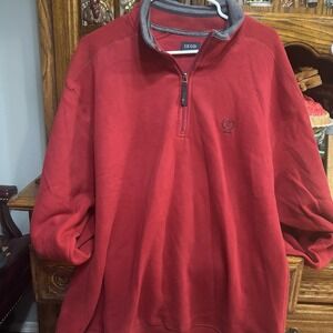 Izod Men's 1/4 Zip Pullover Sweater Red With Collar Size XL Long Sleeve Preppy